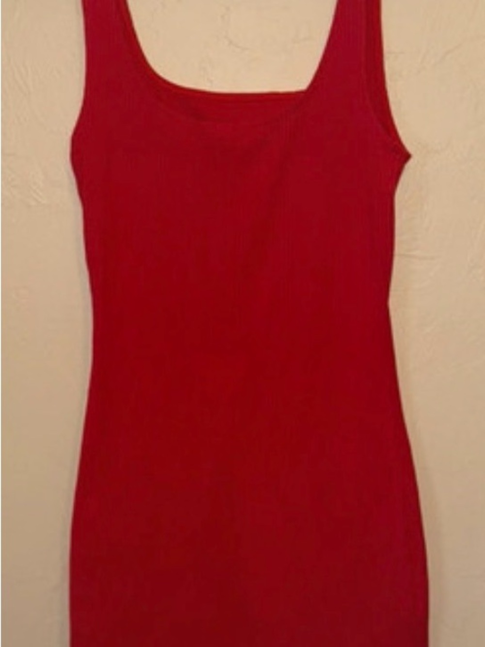 Divided Red Ribbed Scoop Mini Dress - Picture 2 of 4